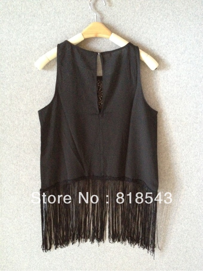 Free Shipping 2012 Spring  European and American style Tassel condole belt vest  shirt , New blouse