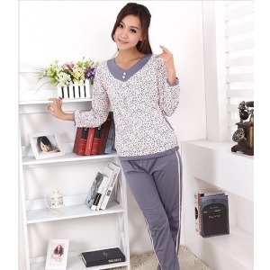 Free shipping! 2012 spring leopard print 100% cotton women's long-sleeve classic lounge sleepwear