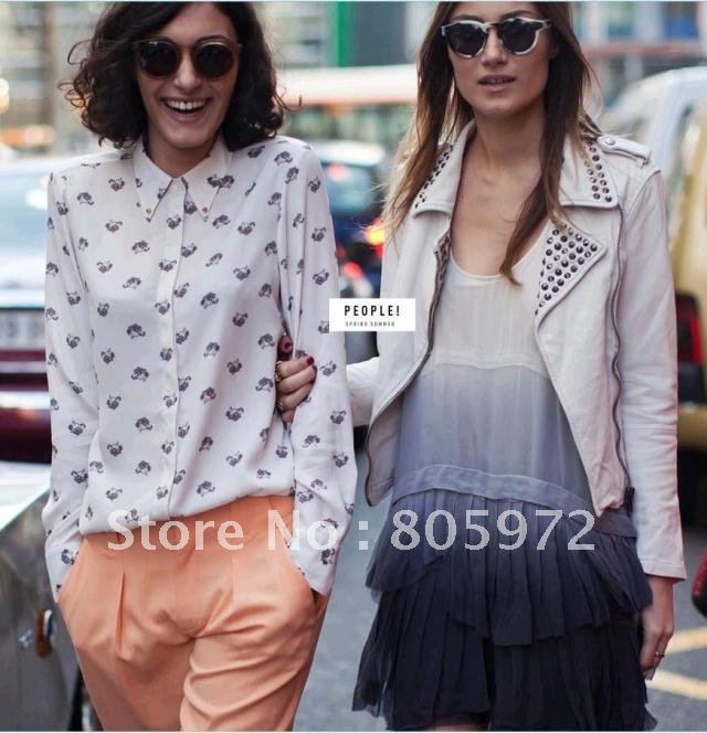 Free shipping 2012 spring New style 100% chiffon long Sleeve 1pcs/lot women's T-Shirts fashion blouses