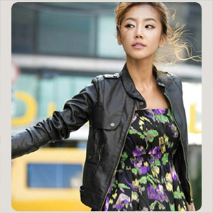 Free shipping 2012 spring slim all-match slim spring leather clothing