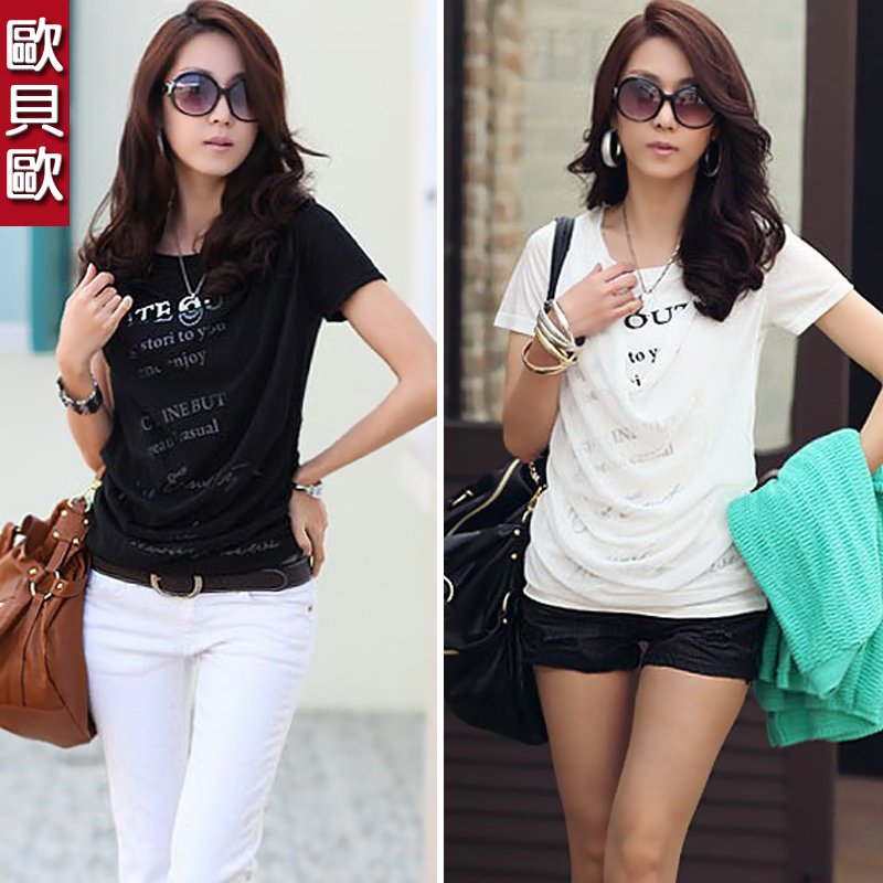 Free shipping! 2012 spring slim lace patchwork chiffon shirt women short-sleeve T-shirt plus size