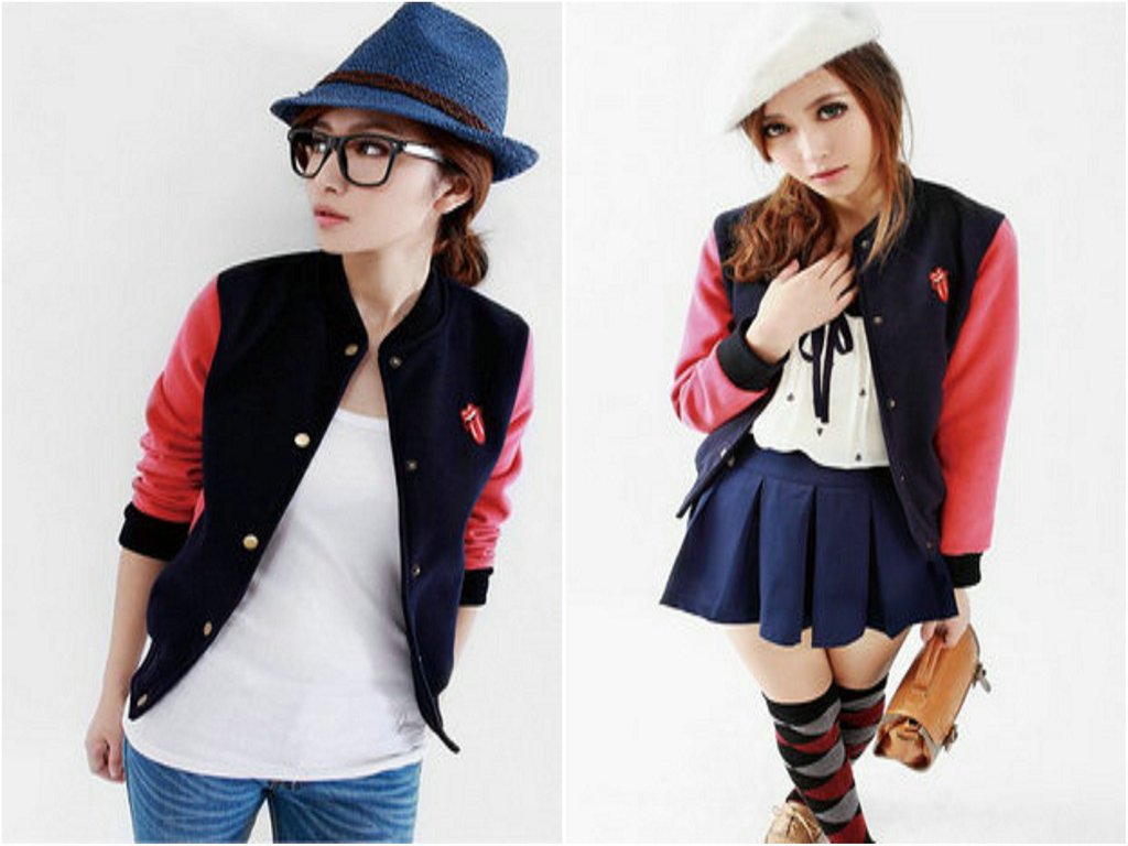 Free shipping 2012 spring women's color block decoration baseball uniform logo lisper cute short design sweatshirt outerwear