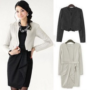 Free Shipping 2012 spring women's ol elegant slim professional set blazer one-piece dress