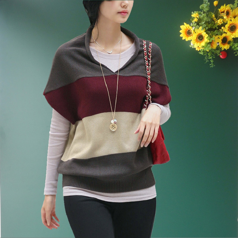 free shipping 2012 spring women's sleeveless sweater batwing type clip sweater outerwear