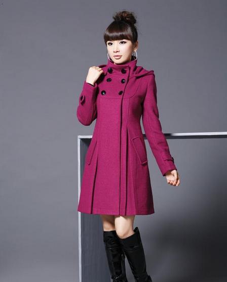 Free shipping , 2012 Stand collar cap double breasted woolen overcoat, formal women's thick outerwear ,women woolen trench