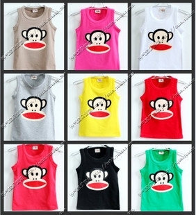 Free Shipping 2012 summer candy color cartoon boys clothing girls clothing baby vest