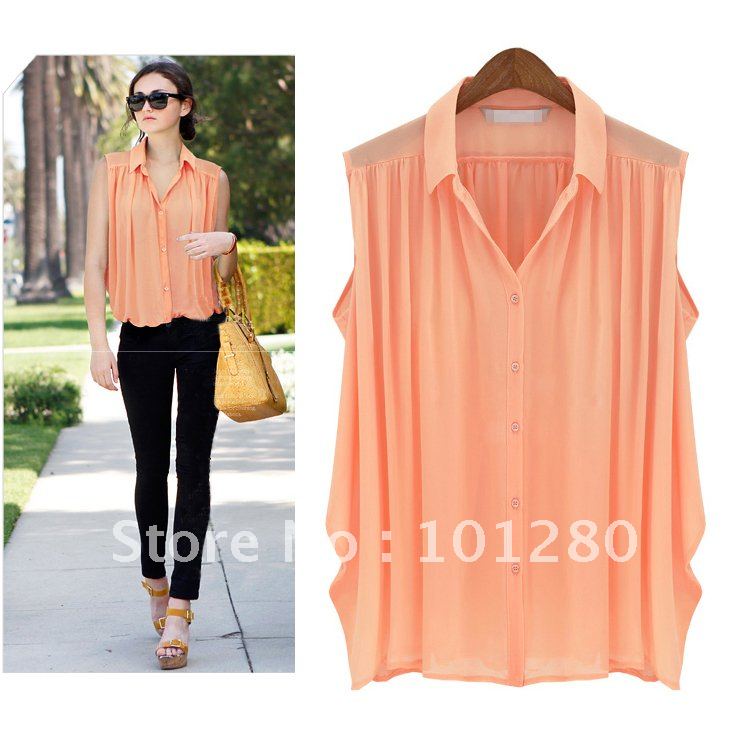FREE SHIPPING 2012 summer fashion loose sleeveless chiffon shirt plus size clothing for women summer chiffon