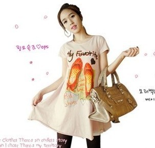 Free shipping 2012 summer maternity clothing female pisces shoes long design maternity t-shirt top short-sleeve maternity dress