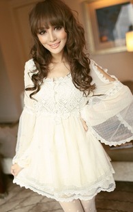Free shipping 2012 summer mushroom sweet princess lace decoration elegant fashion o-neck one-piece dress
