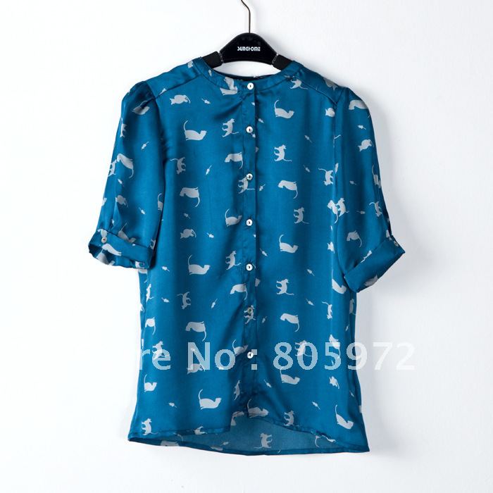 Free shipping 2012 Summer New hot 100% chiffon wholesale/retail 1pcs ladies' fashion t-shirts women's brand casual blouse