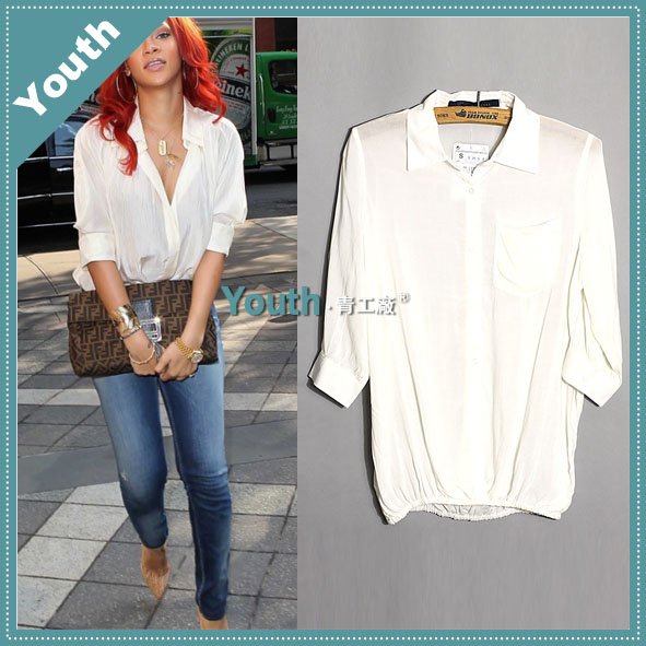 free shipping 2012 summer new style ladies' three quarter shirt /elegant ladies' shirt/lady slim shirt