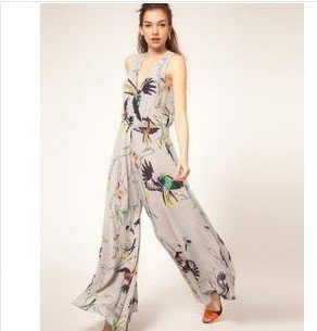 Free Shipping 2012 Summer newest fashion Chiffon Boot cut pants romper women/Jumpsuit pants skirt