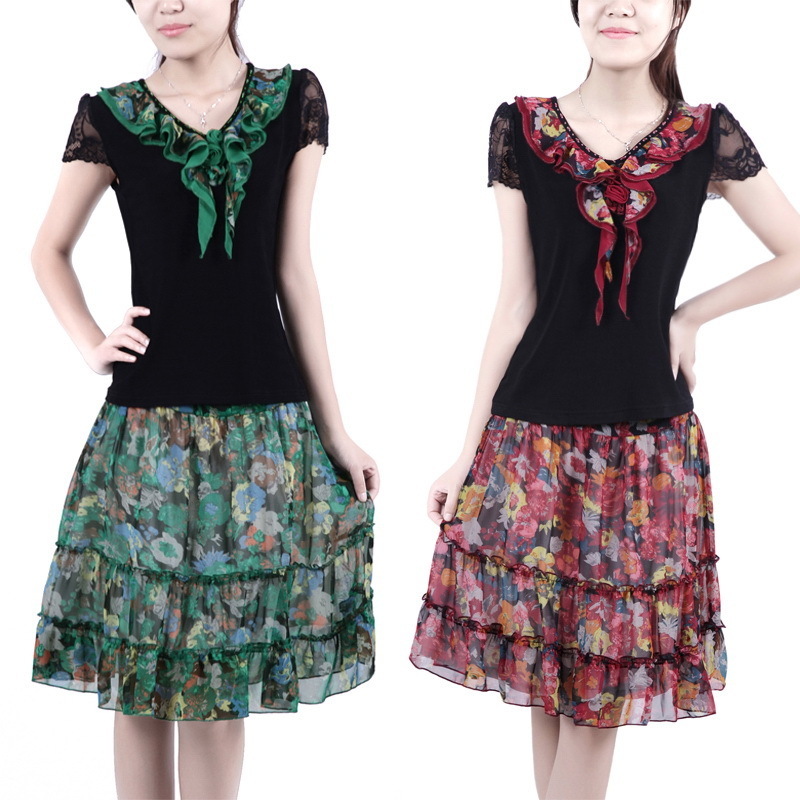 Free shipping! 2012 summer skirt twinset skirt elegant lace summer plus size skirt