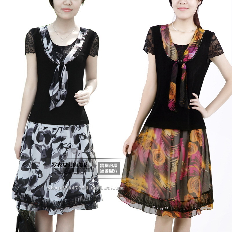 Free shipping! 2012 summer skirt twinset skirt elegant quality flower fabric ultralarge Size
