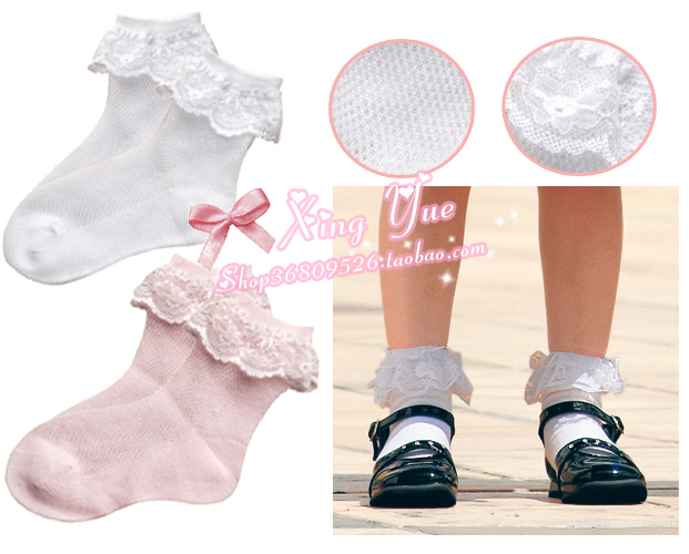 Free shipping 2012 summer ultra-thin breathable mesh little princess lace decoration socks boneless photography props