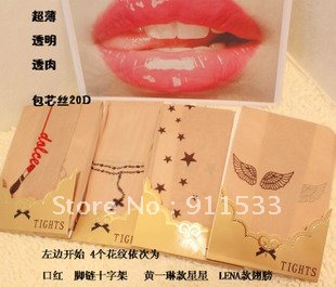 Free shipping /2012 summer Ultra-thin transparent tattoo tights /wholesale