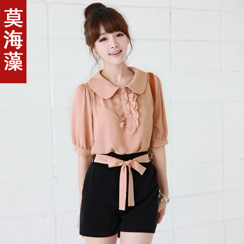 Free shipping 2012 summer women's belt double pocket trousers casual pants shorts 820