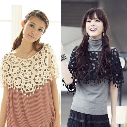 Free shipping 2012 summer women's cutout cape cloak sun-shading crochet tassel pullover small shirt waistcoat Wholesale price