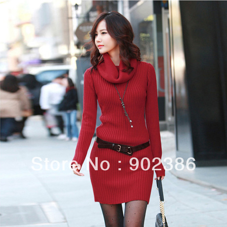 Free shipping 2012 sweater one-piece dress women's basic long design sweater