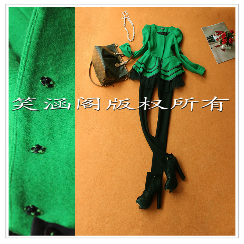 Free Shipping 2012 sweep gauze layers of cake leather overlock outerwear w-091722 Noble Women