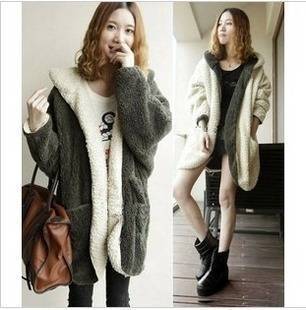 Free shipping ! 2012 thick reversible with a hood berber fleece bat thick thermal outerwear