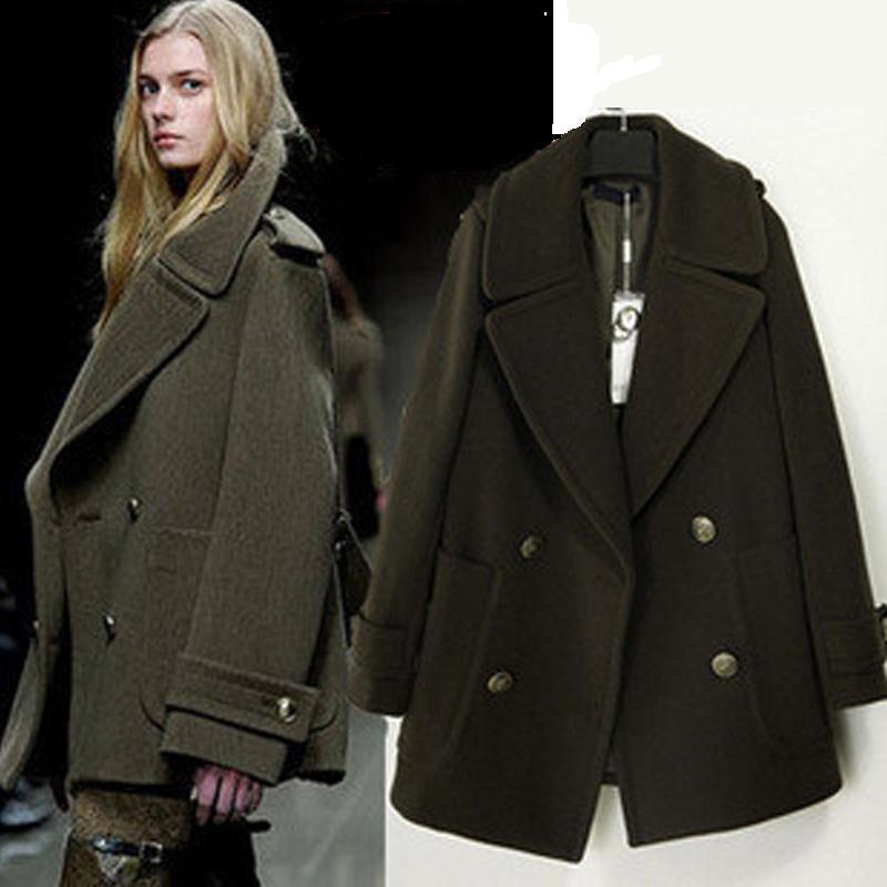 Free shipping 2012 trench coat women double breasted women's woolen outerwear quality woolen overcoat thickening plus size