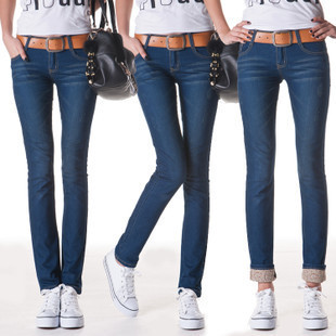 Free shipping 2012 two ways pencil jeans Looks thin cotton women's jeans