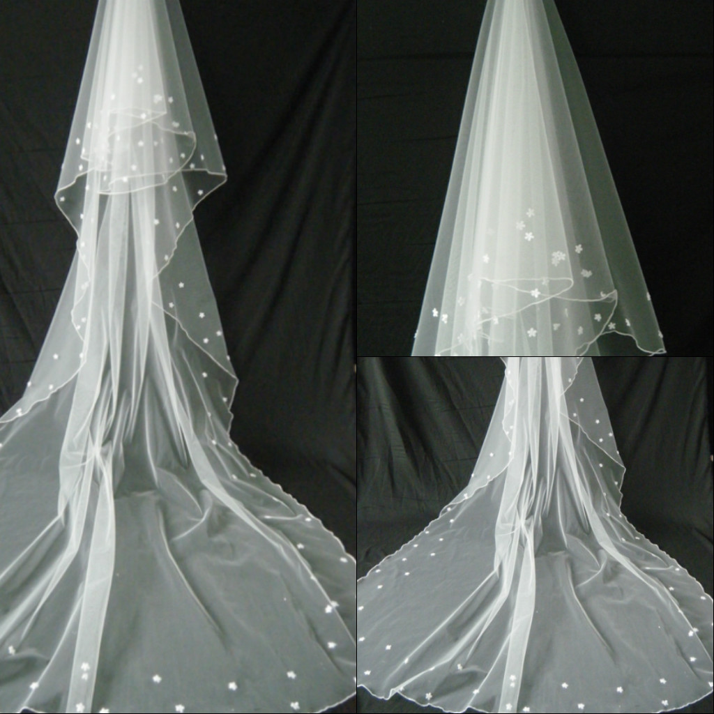 free shipping 2012 ultra long 3 meters train small petals veil style yarn dream mantianxing long design bridal veil