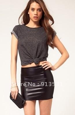 Free shipping 2012 Wash skin soft short skirt / Slim PU leather skirt XS-XXL