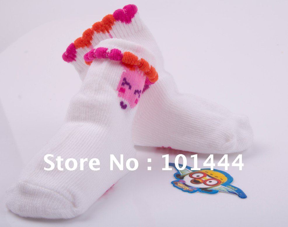 Free shipping 2012 well sell cute cotton sock for baby girl,cotton kids socks wholesale for christmas gift ,infant socks