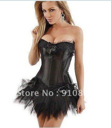 Free shipping! 2012 Wholesale New Sexy Lingerie Corset with lace detail Sexy Noble Party Bustier white/black/red color