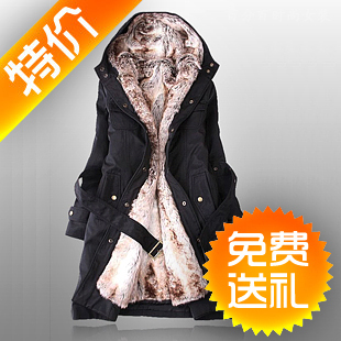 free shipping 2012 winter 5 slim luxury wool liner thickening women's trench outerwear