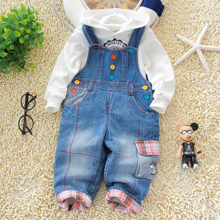 Free shipping ! 2012 winter children's clothing baby overalls children's jeans  baby trousers  70-95