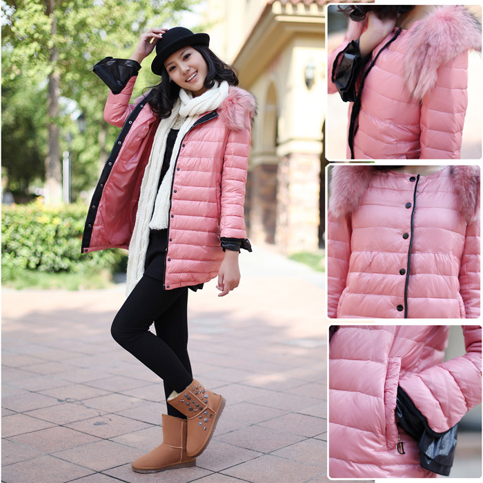 Free shipping! 2012 winter detachable genuine leather fur collar ruffle sleeve single breasted medium-long down coat 21879 380