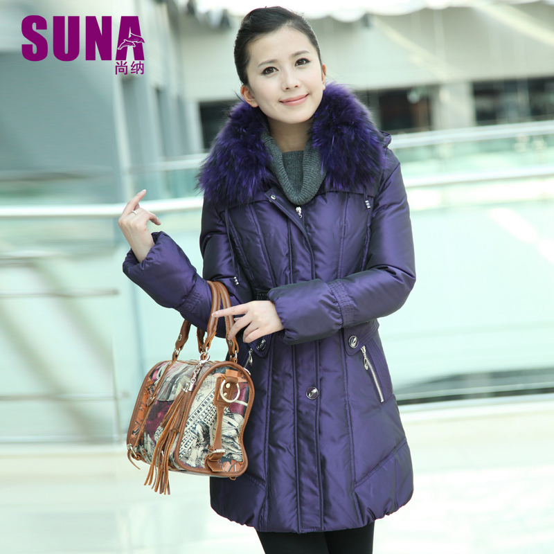 Free shipping 2012 winter fashion   medium-long fashion slim raccoon fur down coat duck down 1126 women's down jacket