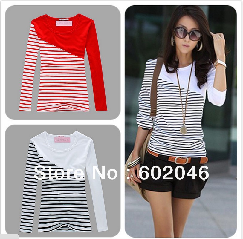 FREE SHIPPING 2012 WINTER KOREAN STRIPE LONG SLEEVE RENDER UPPER GARMENT OF FEMALE CULTIVATE ONE'S MORALITY LONG SLEEVE SWEATER