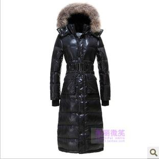 Free shipping/2012 winter large fur collar thickening down coat fashion warm down jacket women super length down jacket