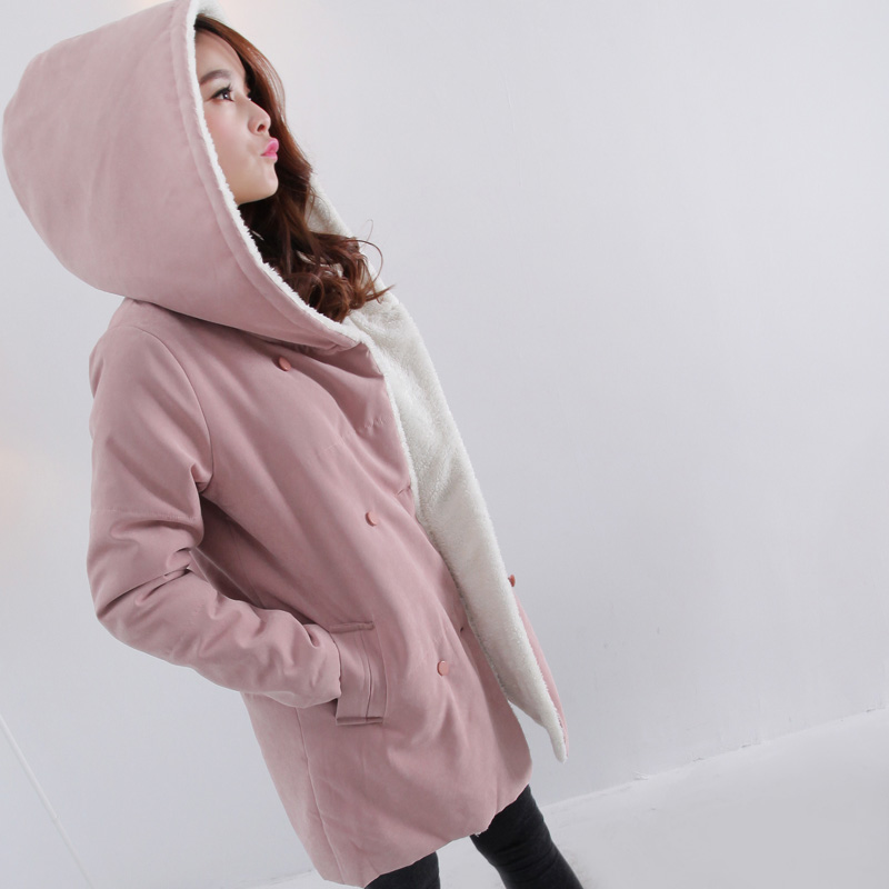 Free Shipping, 2012 winter new arrival berber fleece hooded loose double breasted thick thermal wadded jacket outerwear zc340