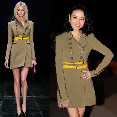 Free Shipping 2012 winter new arrival women's fashion military slim woolen overcoat outerwear with belt