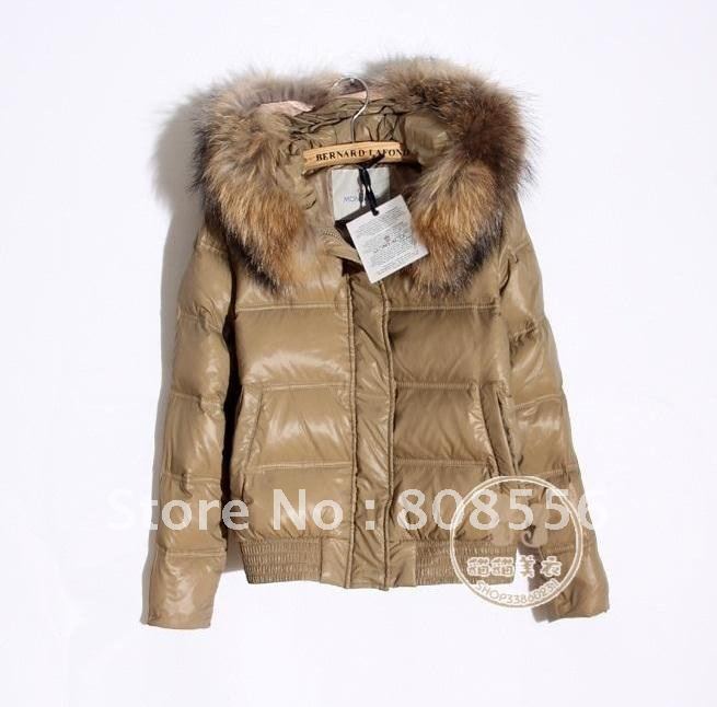 Free shipping 2012 winter raccoon fur hat collar women's down jacket coat dress warm short coat