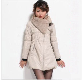 free shipping,2012 winter thickening cotton-padded outerwear fur collar medium-long wadded jacket