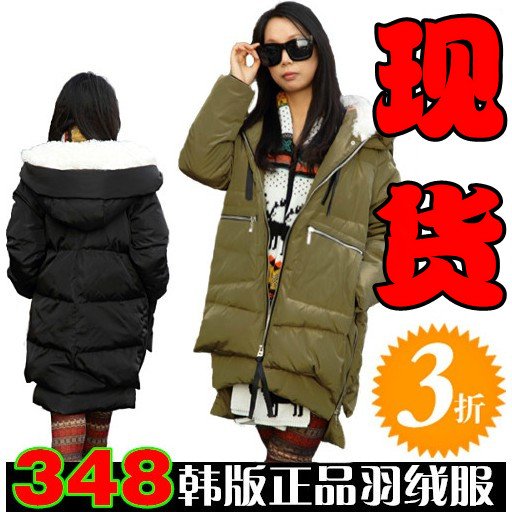Free Shipping 2012 winter thickening personality casual loose medium-long plus size tooling down coat women LDX