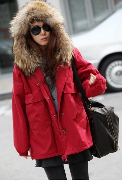 Free shipping! 2012 winter wadded jacket warm red blue with a hood outerwear wadded jacket cotton-padded jacket