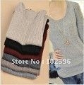 Free shipping .2012 winter women's o-neck knitted basic shirt slim basic sweater warm and  leisure outwear sweater