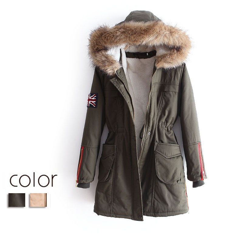 FREE SHIPPING 2012 winter women's with a hood medium-long tooling berber fleece thickening cotton-padded jacket outerwear ww2920