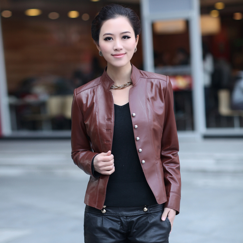 Free shipping 2012 women coat  large short design sheepskin genuine leather clothes women's slim b751