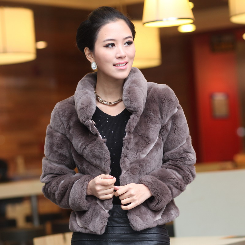 Free shipping 2012 women coat  large winter high quality rabbit hair full leather rabbit fur women's fur coat c855