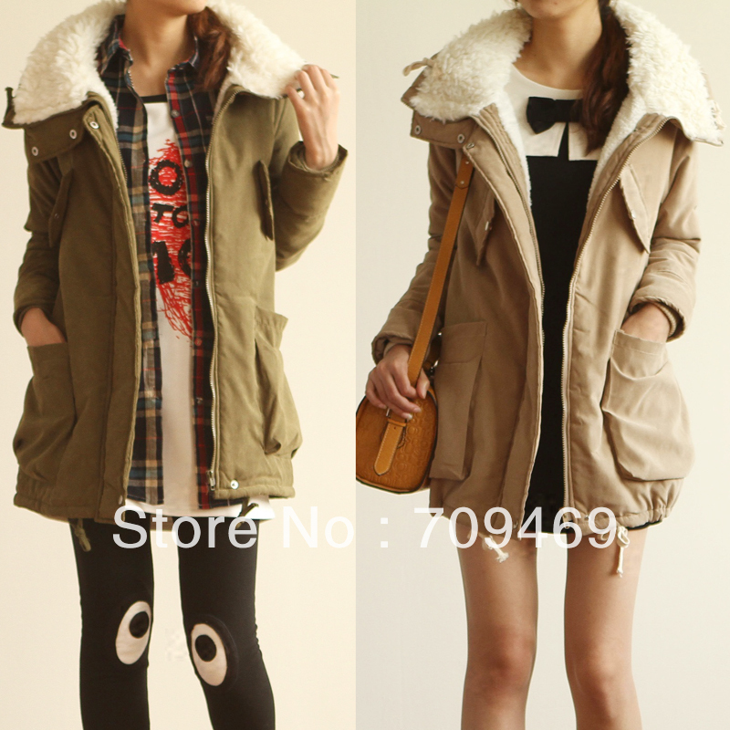 free shipping 2012 women fashion artificial berber fleece large lapel loose wadded jacket outerwear