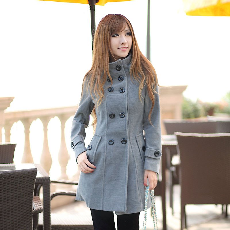 Free shipping 2012 women fashion jacket ladies winter wool coat trench coats outerwear hoodies overcoat long lady's coat