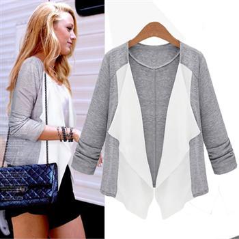Free Shipping 2012 Women  Fashion Loose Colorant Match All-match Long-sleeve Outerwear 8880#